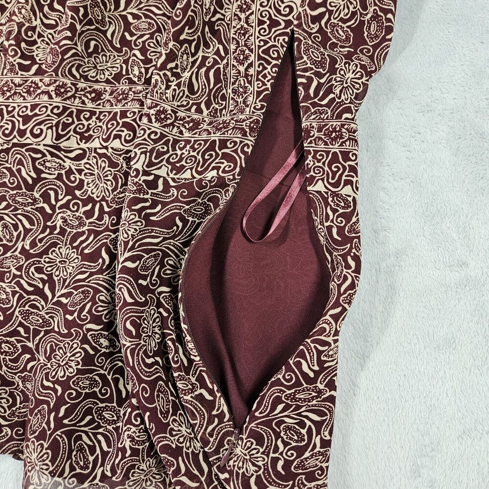 Ann Taylor Silk Skirt Set Womens Size 8 Top & 4‎ Skirt Sleeveless Wine Career - Picture 5 of 16